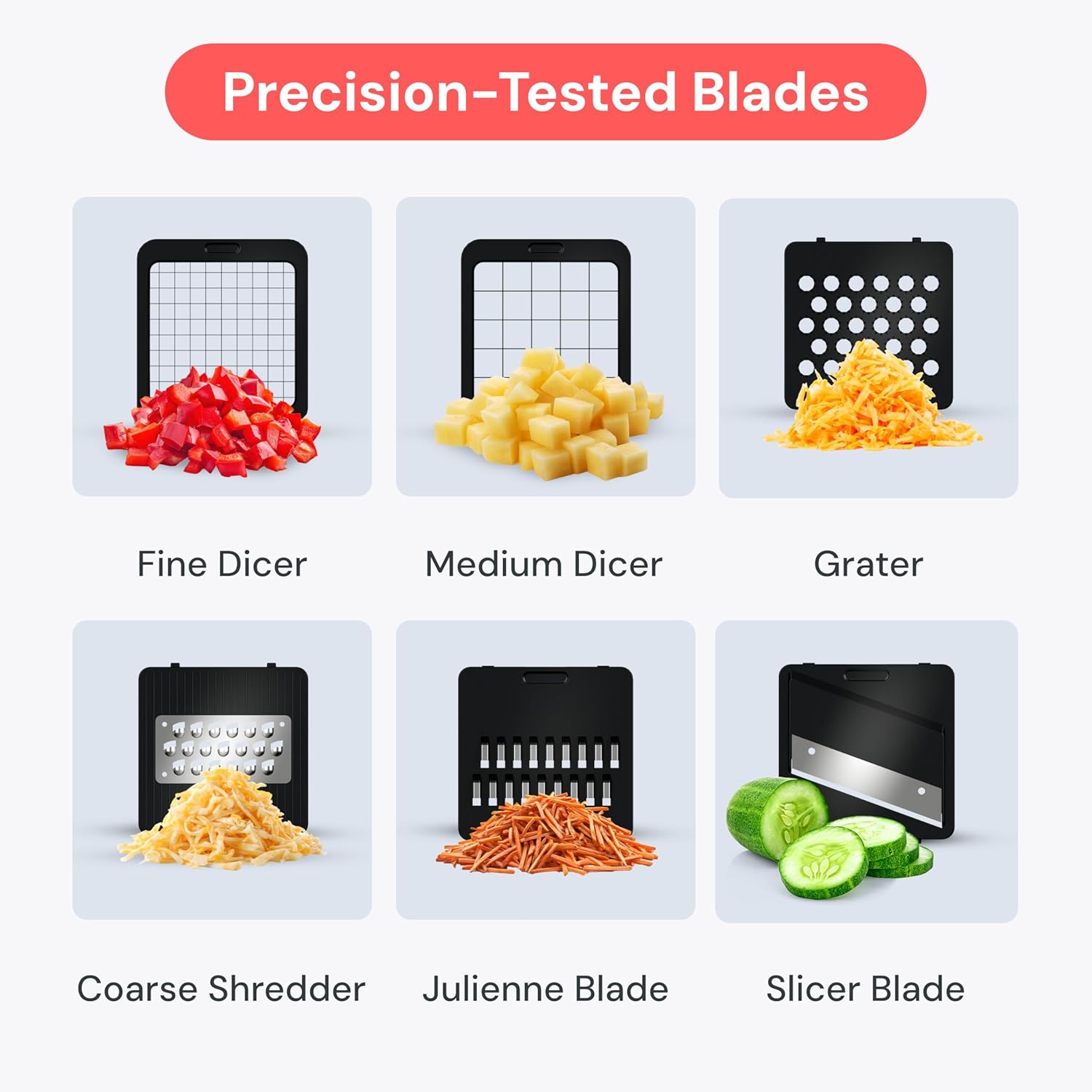 Fullstar Vegetable Chopper & Mandoline Slicer - Julienne Cutter Dicer Grater for Food Veg Onion Cucumber Tomato Salad Potato Cheese - Kitchen Gadgets & Accessories (Compact 6-in-1, White) - Image 4