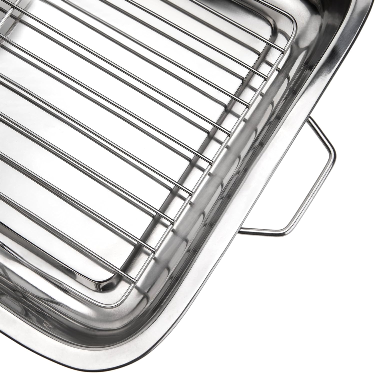 Pendeford Stainless Steel Roasting Tray with Rack 30cm – Large Deep Roaster, Oven Safe Bakeware with Heavy-Duty Handles, Ideal for Meats, Vegetables & Sunday Roasts, Dishwasher Safe - Image 3