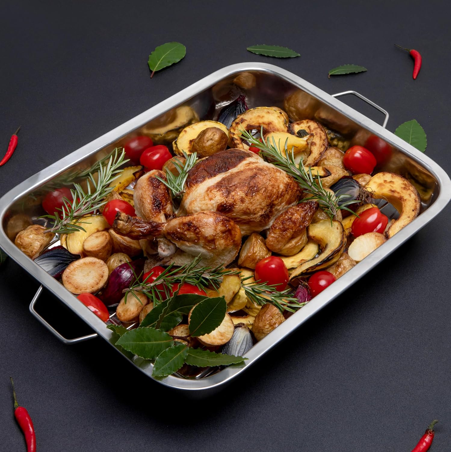 Pendeford Stainless Steel Roasting Tray with Rack 30cm – Large Deep Roaster, Oven Safe Bakeware with Heavy-Duty Handles, Ideal for Meats, Vegetables & Sunday Roasts, Dishwasher Safe - Image 4