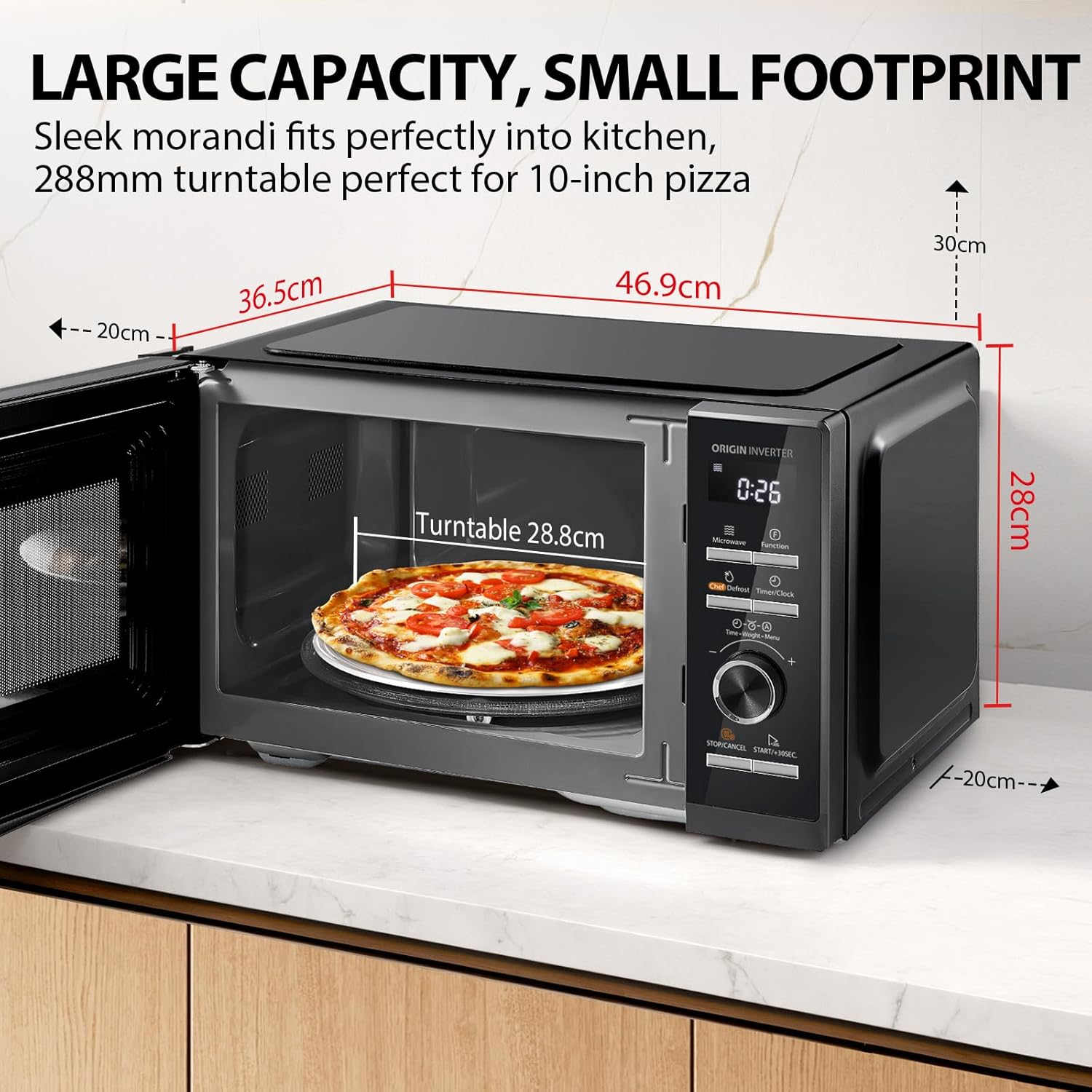 Toshiba 25L 3-in-1 900W Microwave Oven in a Stunning Sleek Morandi Grey Colour, With Origin Inverter, Chef Defrost, Microwave, Grill, Combi, 10 Power Levels, 7 Auto Menus, Easy Clean, MW3-AG25PFI(MG) - Image 8