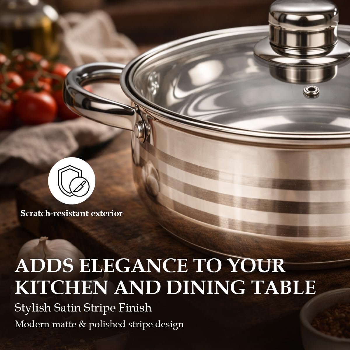 12 Pcs Stainless Steel Pots and Pans Set - Induction Compatible Cooking Pots & Pans with Glass Lids - Casserole, Frypan, Saucepan, and Stockpot Set Dishwasher Safe Kitchen Cookware Set - Image 5
