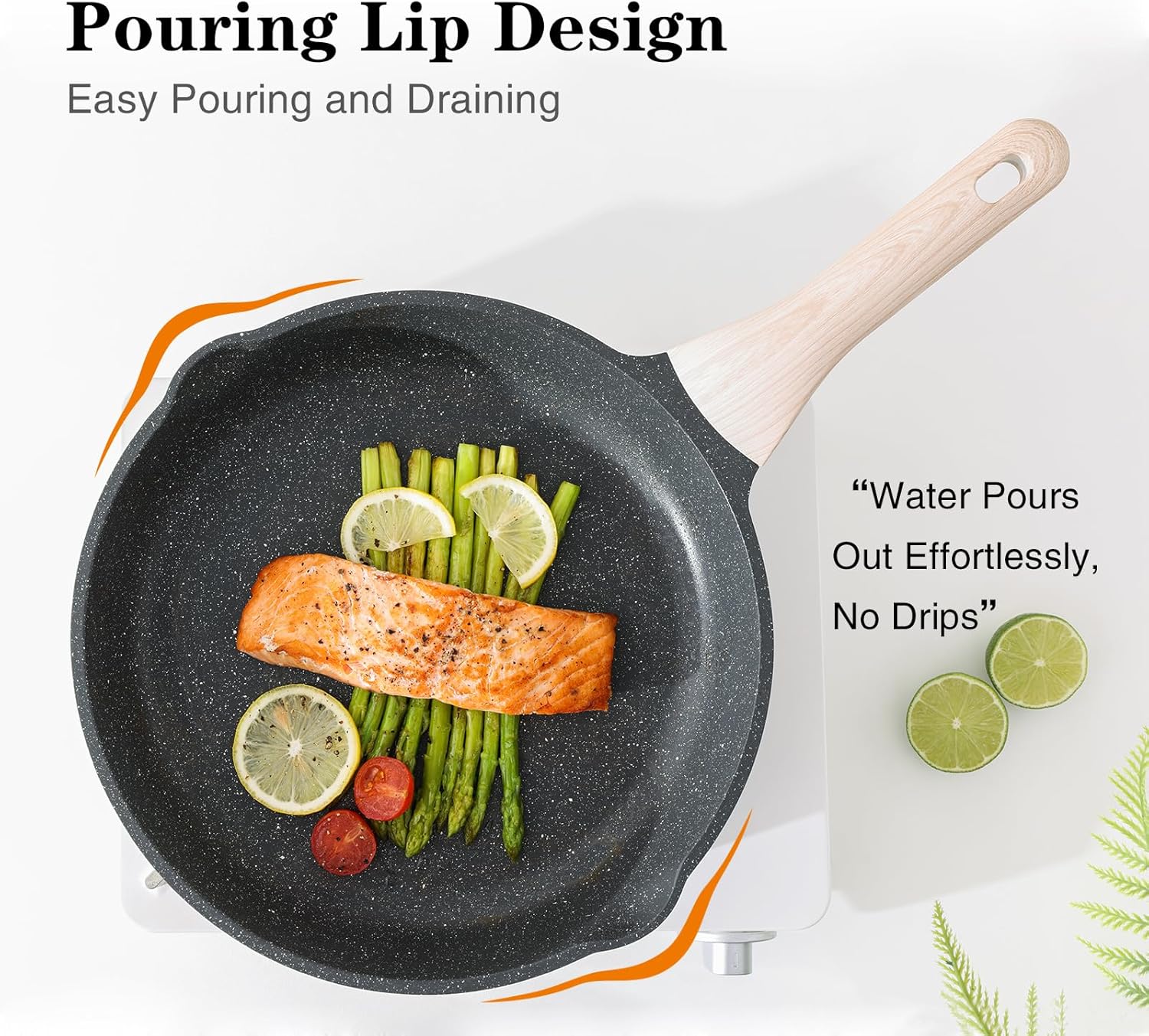 Kordisen Nonstick Frying Pan Set with Lids, 3 Piece Skillet Set, Healthy Induction Cooking Pan, Stay-Cool Handle, Compatible with All Stovetops, PFOA Free (20/24/28cm) - Image 3
