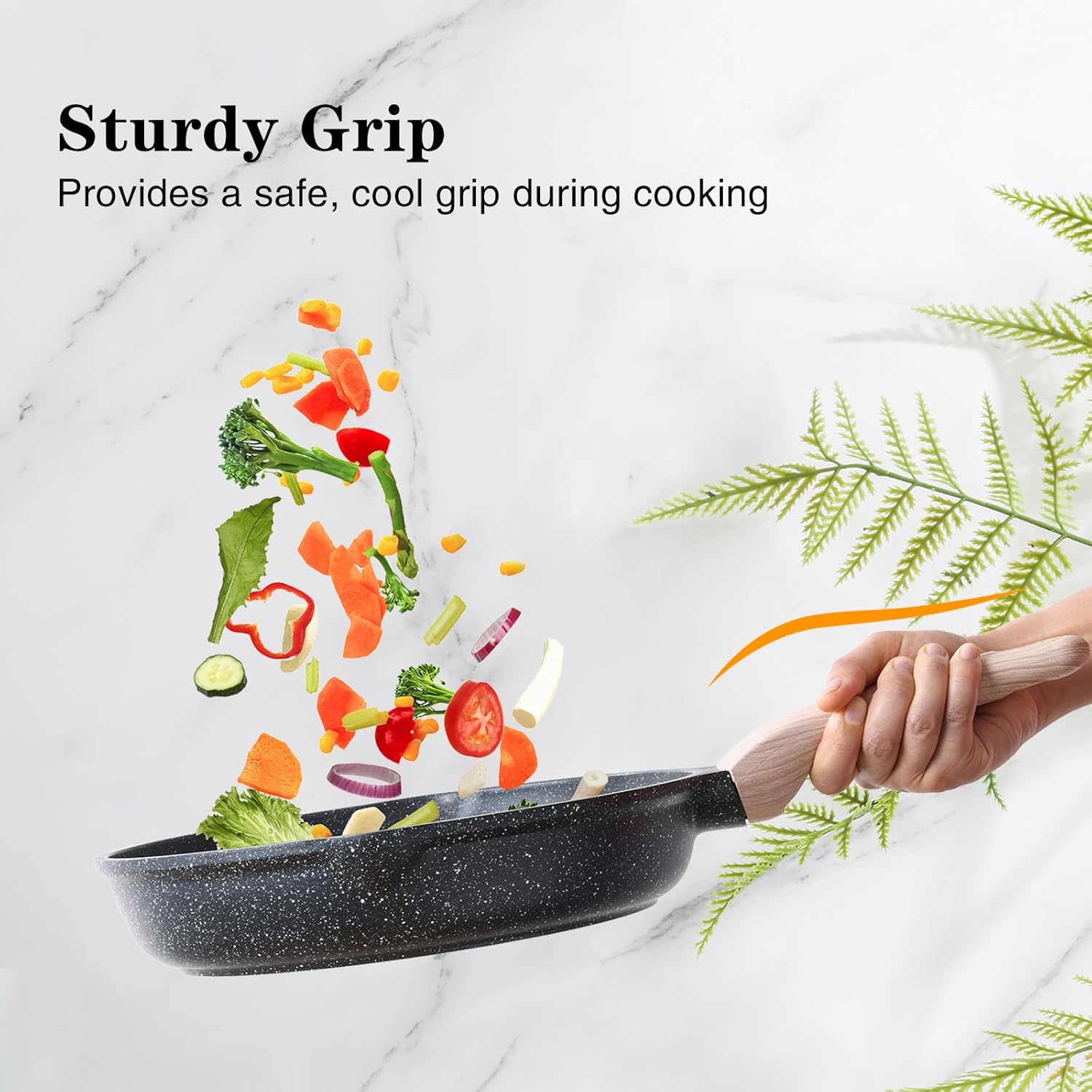 Kordisen Nonstick Frying Pan Set with Lids, 3 Piece Skillet Set, Healthy Induction Cooking Pan, Stay-Cool Handle, Compatible with All Stovetops, PFOA Free (20/24/28cm) - Image 7