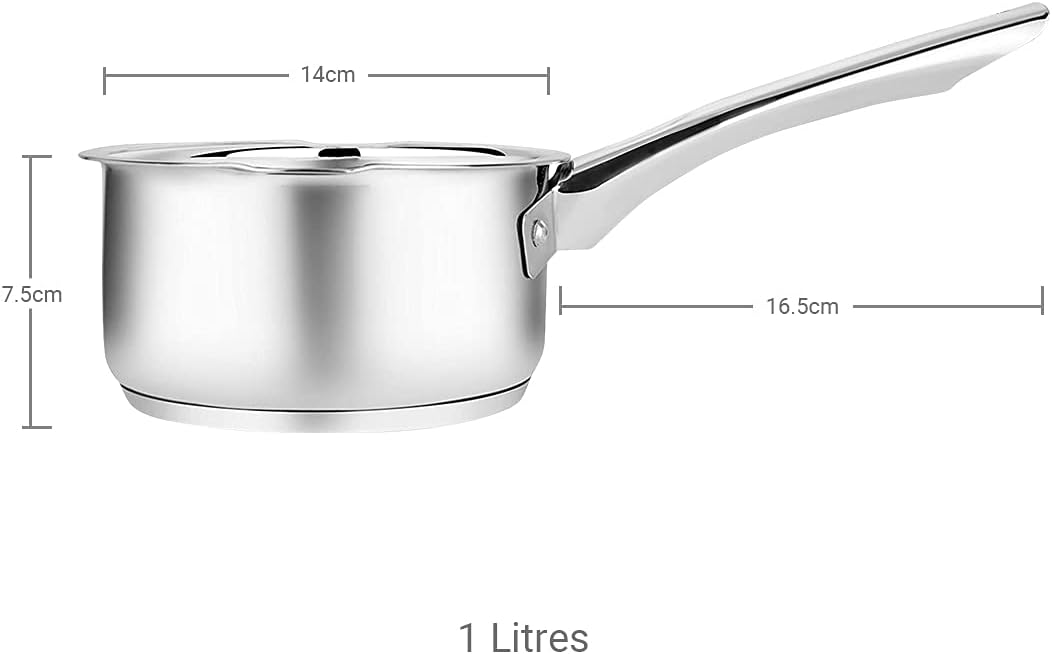 Penguin Home Stainless Steel Milk Pan 14cm/1 Litre Capacity/Double Sided Pouring Lips/Suitable for Induction, Ceramic, Gas & Electric Hobs/Versatile Cooking Pot/Saucepan/Small Milk Pot/Dishwasher Safe - Image 5