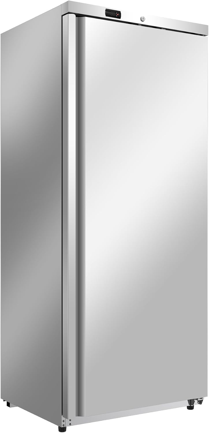 Rockit 600L Commercial Upright Freezer, Single Door Stainless Steel Commercial Freezer with 4 Adjustable Shelves, -22°C to -18°C Fan Cooling Cabinet Freezer for Restaurant, Kitchen, Energy Class B