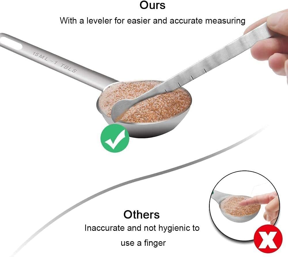 Measuring Cups & Spoons Set of 12 -VBOK IGFE Premium Stainless Steel 5 Measuring Cups and 6 Measuring Spoons with Leveler,for Dry and Liquid Ingredient - Image 2