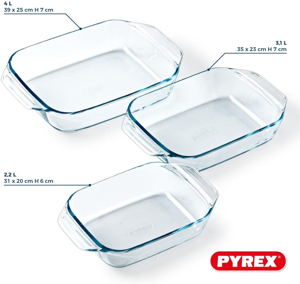 Pyrex 8023510 Set of 3 Borosilicate Glass Oven Plates – Extreme Resistance – Made in France - Image 5