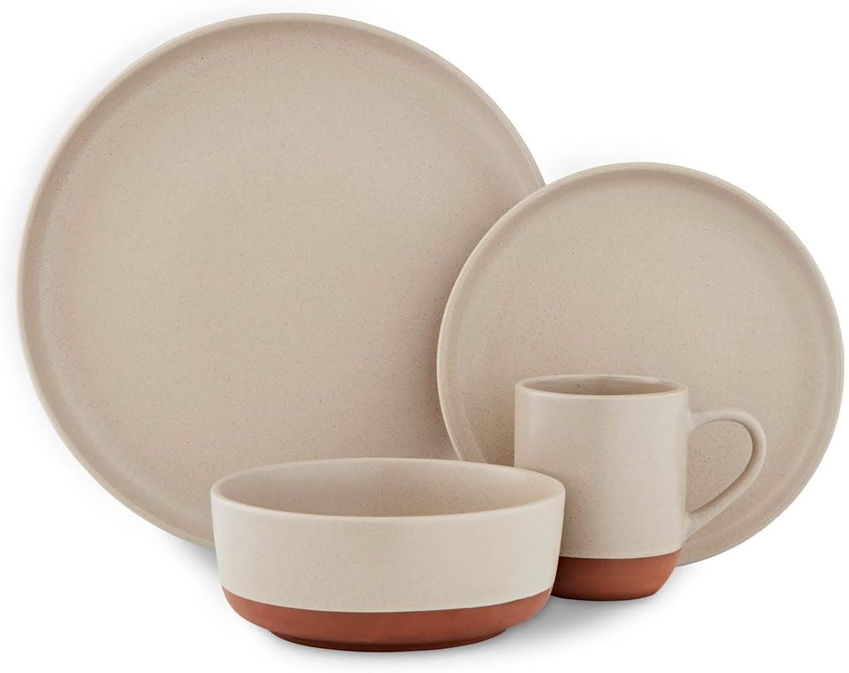 Barbary & Oak BO867014STN Verona 16-Piece Dinnerware Set, Crafted In Terracotta, Stone
