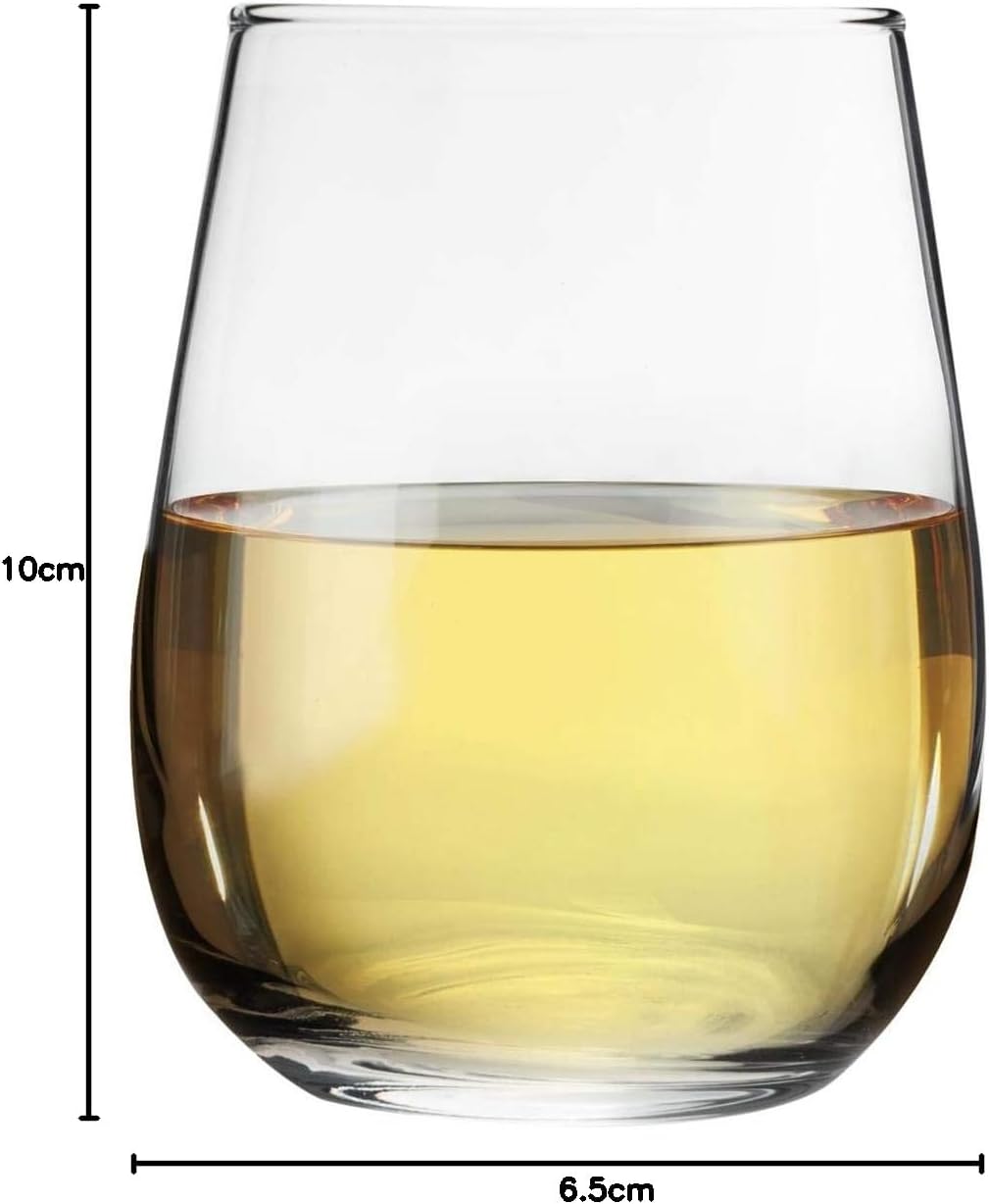 LAV 12x Clear 360ml Gaia Stemless White Wine Glasses - Large Kitchen Water Gin Cocktail Party Glass Tumbler Goblets Set - Image 8