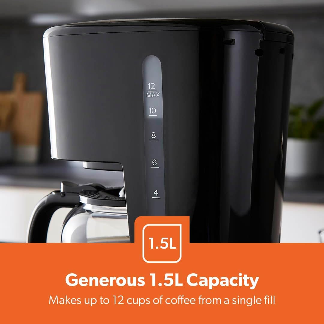 GEEPAS 1.5L Filter Coffee Machine | 900W Programmable Drip Coffee Maker for Instant Coffee Espresso Macchiato | 40min Keep Warm & Anti-Drip Function, Timer | Reusable Filter Fast Brewing Tea & Coffee - Image 3