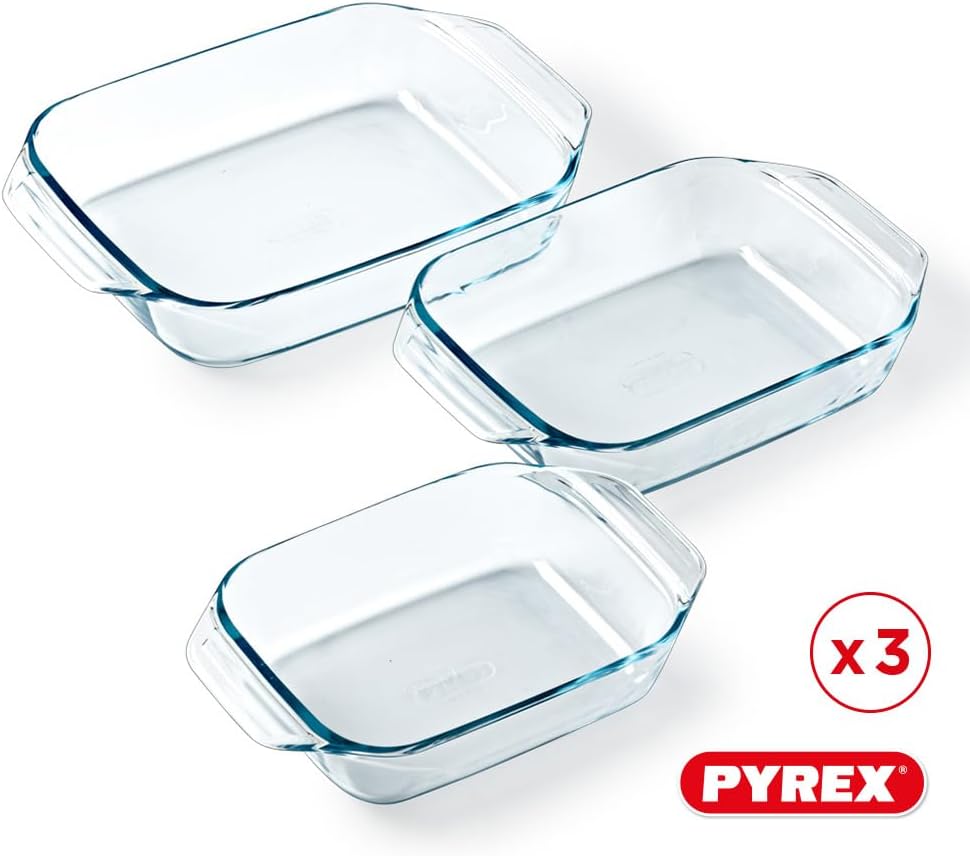 Pyrex 8023510 Set of 3 Borosilicate Glass Oven Plates – Extreme Resistance – Made in France - Image 2