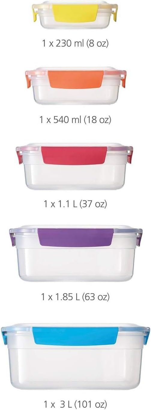 Joseph Joseph Nest Lock Food Storage Containers with Lids, 5 Piece Lunch Box Set, Leakproof & Airtight Meal Prep Containers, Space-Saving Kitchen Storage, Multicolour - Image 6