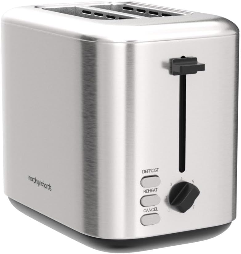 Morphy Richards Equip 2 Slice Toaster, Defrost and Reheat, Browning Controls, Variable Wide Slots, Removable Crumb Tray, 800W, Stainless Steel, 222067, Brushed - Image 4
