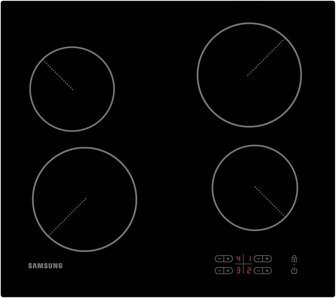 Samsung Ceramic Hob with 4 Cooking Zones, With Touch Control, Colour: Black, Material: Glass, C61R2AEE