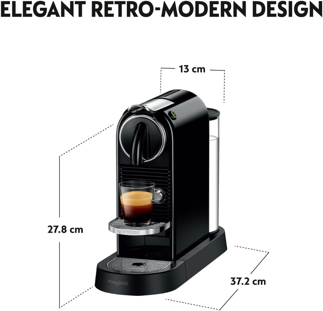 Nespresso Citiz Coffee Machine by De'Longhi for Original Coffee Pods, Italian Inspired Espresso, Quality Coffee, Starter Capsule Set Included, EN167.B, Black - Image 4