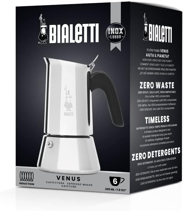 Bialetti - New Venus Induction, stainless steel hob espresso coffee maker, suitable for all heat sources, 6 cups, aluminum, silver - Image 2