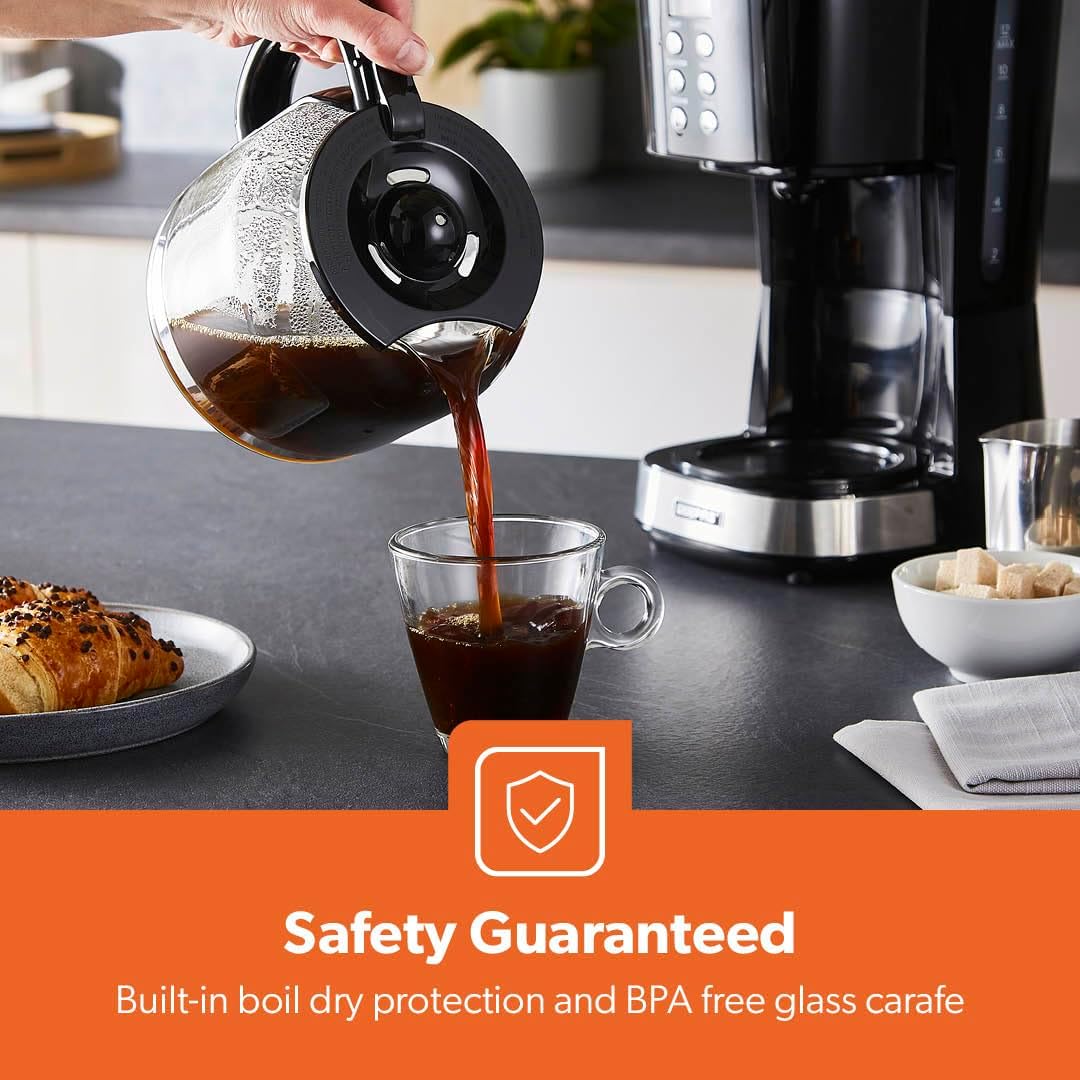 GEEPAS 1.5L Filter Coffee Machine | 900W Programmable Drip Coffee Maker for Instant Coffee Espresso Macchiato | 40min Keep Warm & Anti-Drip Function, Timer | Reusable Filter Fast Brewing Tea & Coffee - Image 5