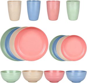 Pieces Plastic Dinnerware 16PCS Pla...