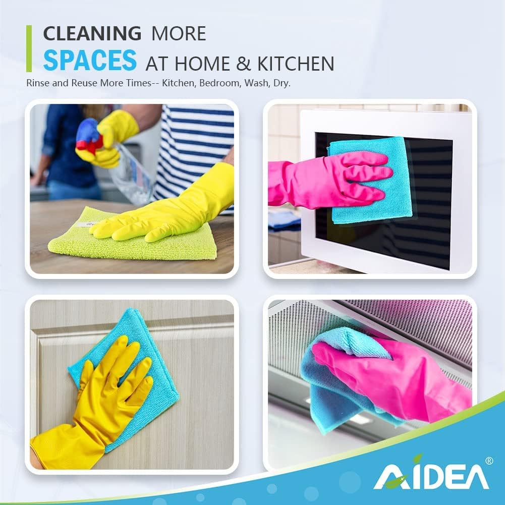 AIDEA Microfibre Cleaning Cloths Pack of 24, Multifunctional Reusable Cleaning Towels, Lint Free Streak Free Washable Cloth Duster for House, Kitchen, Car, Motorbike, Windows 30 x 30 cm - Image 7