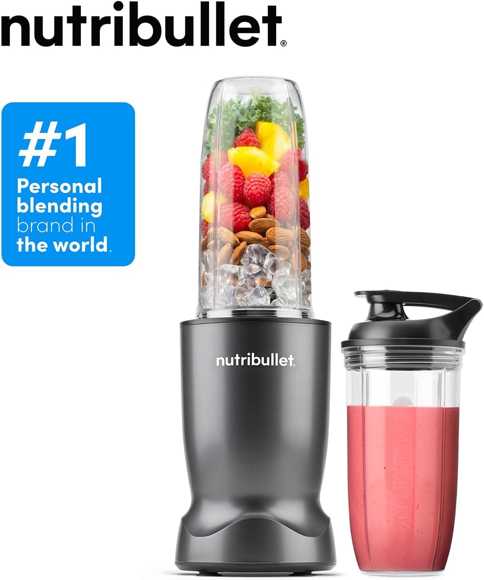 nutribullet Turbo Blender in Graphite - Powerful 1000W Motor Base & Rapid Extractor Blade - Easily Blends Frozen Fruit, Nuts & Ice - With 700ml & 500ml Cup & Lid to Go - For Smoothies & Juices - Image 7