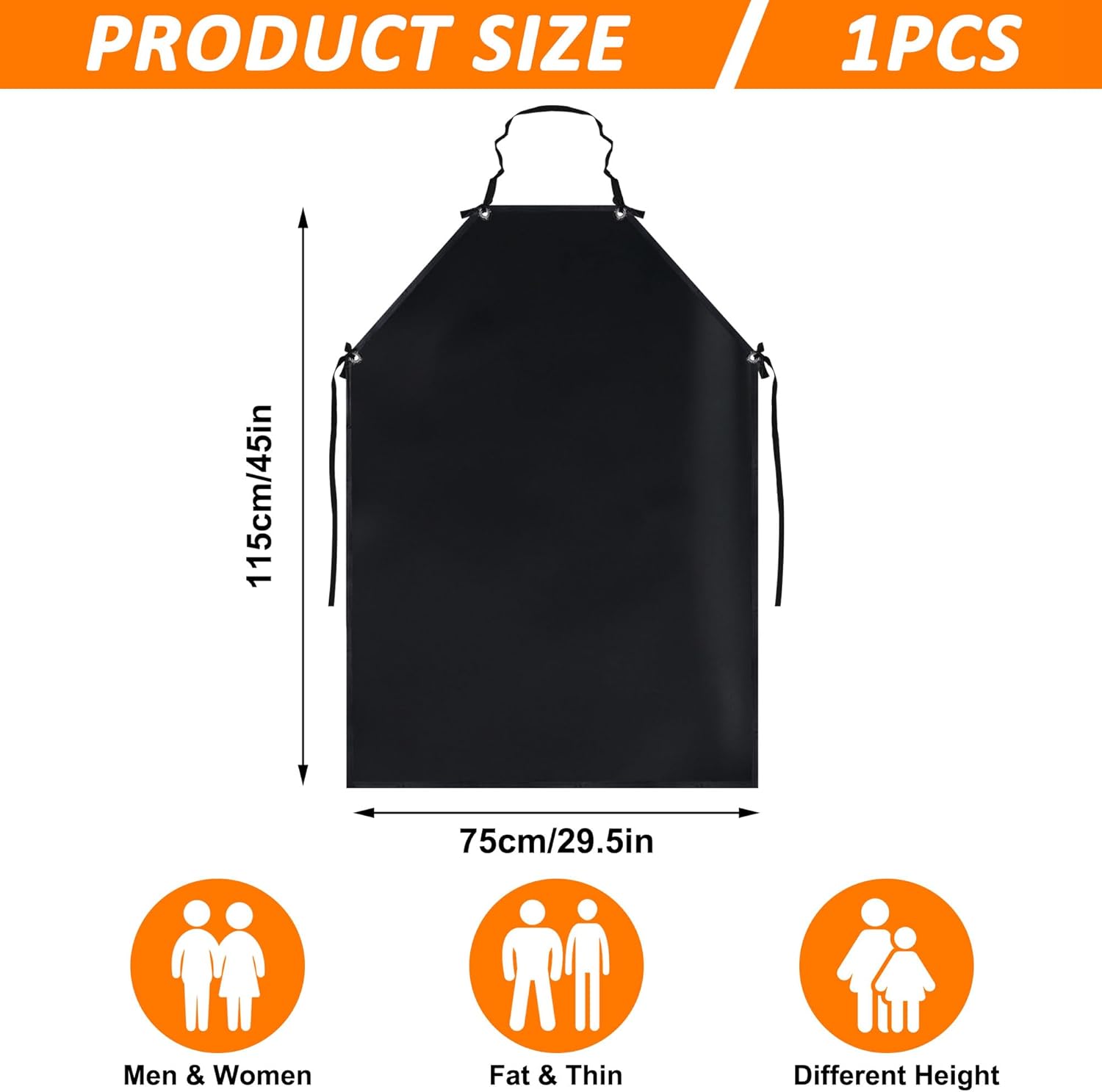 45.27" Waterproof Aprons,Black Apron Heavy Duty Work Chemical Resistant Apron with Adjustable Straps Chef Aprons for Men,Women Professional Apron for Home Kitchen,Gardening,Barbecue,Dishwashing - Image 2