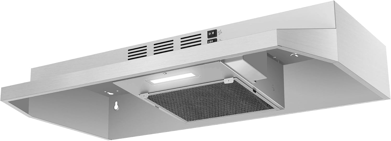 SNDOAS 30 inch Range Hood Ducted/Ductless Convertible Stainless Steel Range Hood Under Cabinet with Rocker Button Control,Vent Hood with LED Light,2 Speed Exhaust Fan,Under Cabinet Hood,Silver - Image 7