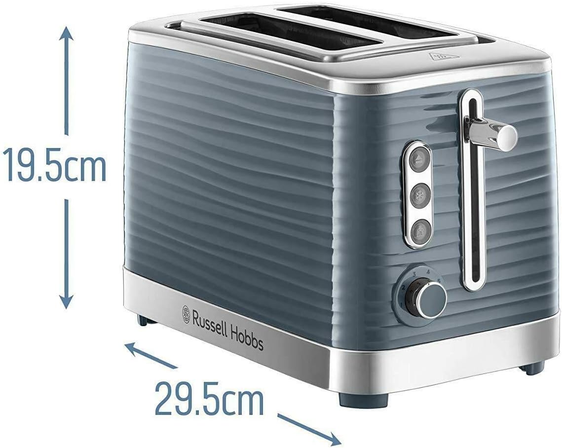Russell Hobbs Inspire 2 Slice Toaster (Extra wide slots, High lift feature, 6 Browning levels, Frozen/Cancel/Reheat function with Blue LED illumination, 1050W, Grey textured high gloss) 24373 - Image 5
