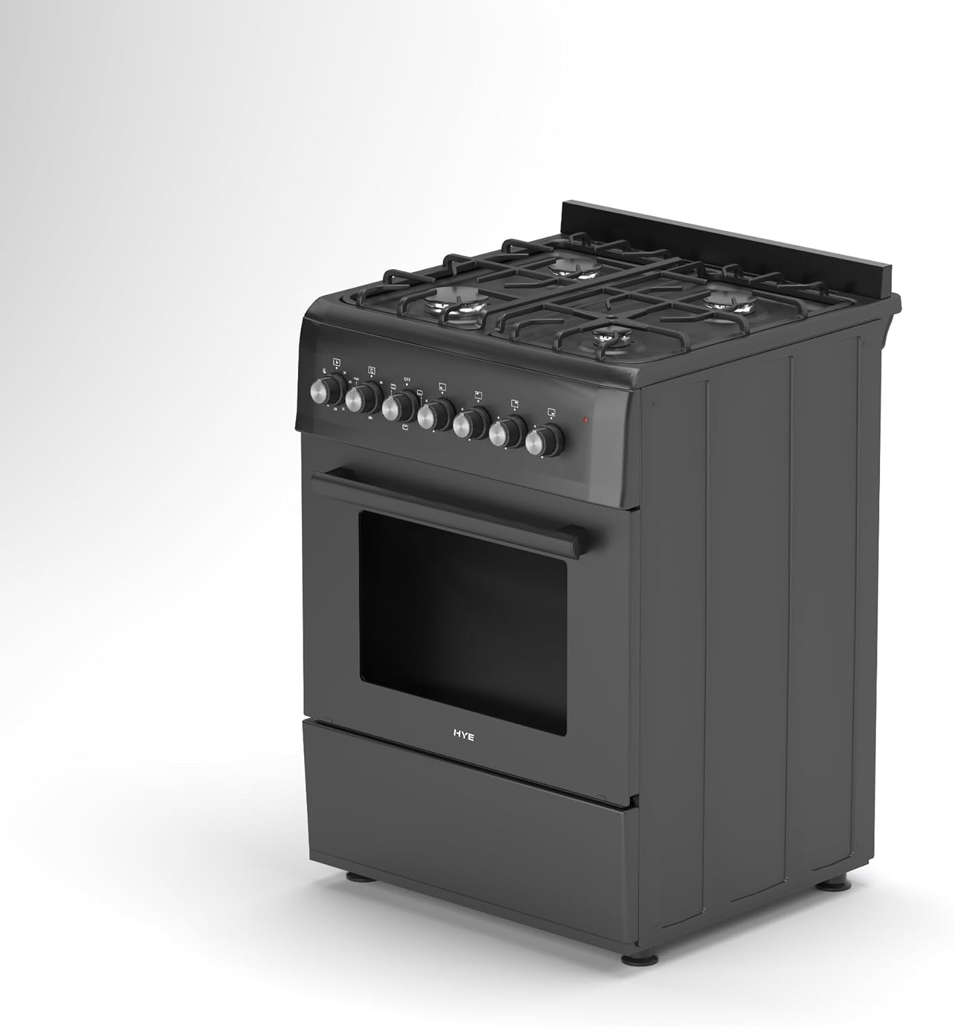 HYE Cooker - Gas Cooker With 4 Gas Burners, 62L Electric Oven, 60cm Width, Modern Freestanding Design, Black, Ideal For Family Homes - C01FS60G17 - Image 6