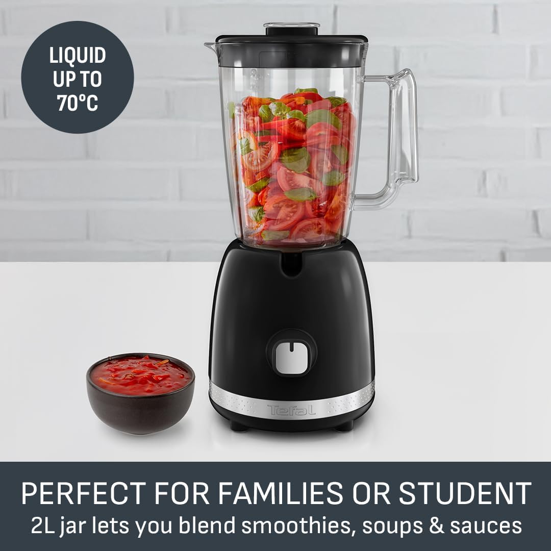 Tefal Black Collection Blender, 2L Jug, 2 Speeds, Pulse Mode, Kitchen Blender, 6 Stainless Steel Removable Blades, Smoothies, Milkshakes, protein Shakes, Cocktails, Ice Crush, Soups, 500W BL3558G0 - Image 6
