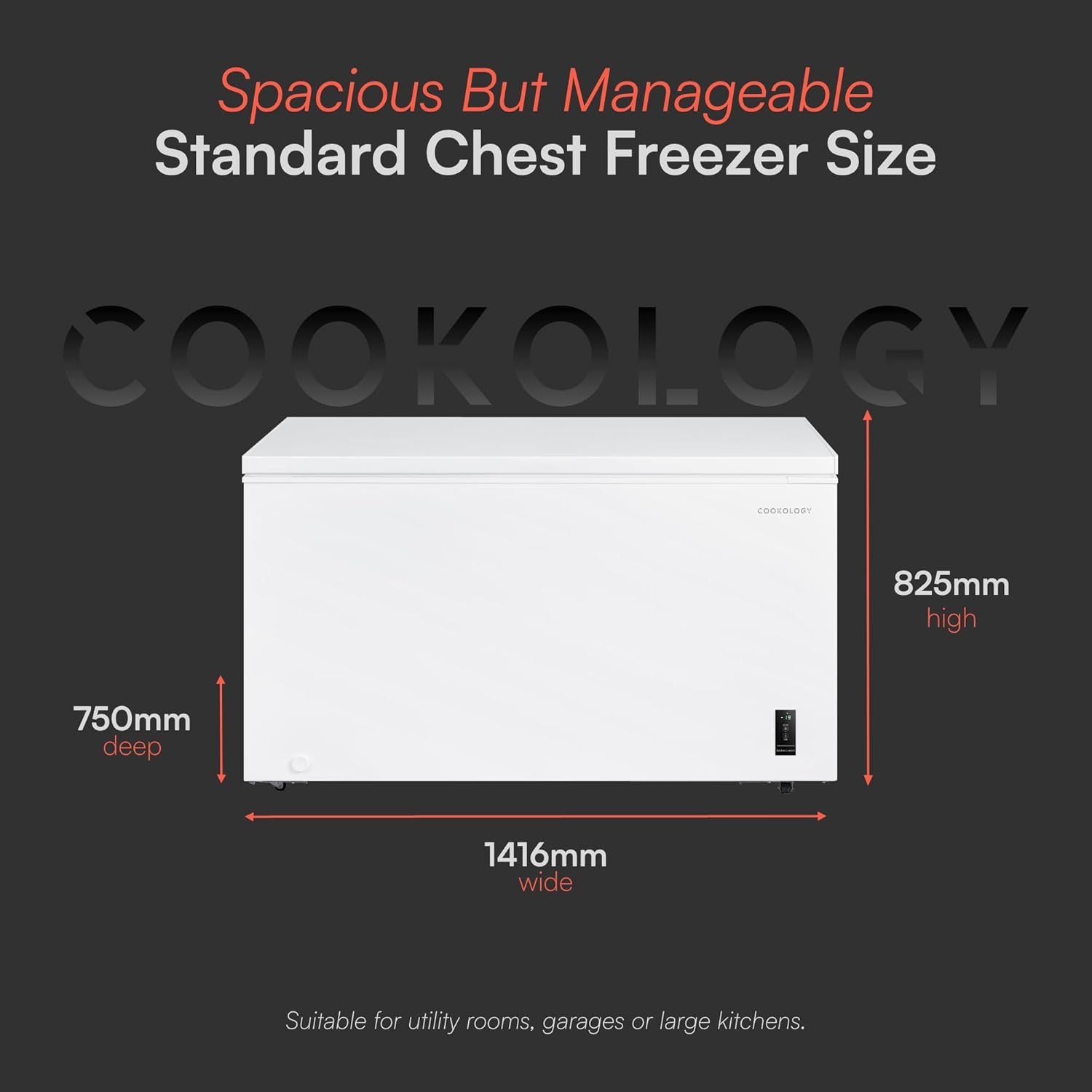 Cookology CCFZ420WH Freestanding Chest Freezer 418L Capacity for Garages, Outbuilding and Sheds, Featuring Basket, Refrigeration Mode, Temperature Control and 4 Star Freezing Rating - In White - Image 4