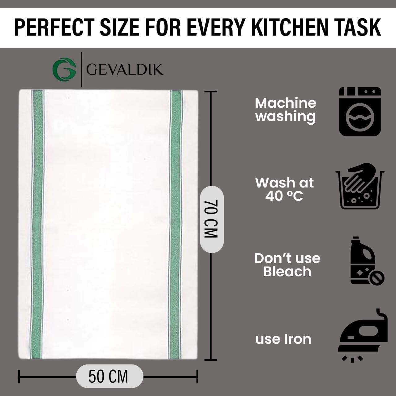 Pack of 12 Kitchen Towel's–100% Cotton, Large 20” x 30” (50cm x 76cm) Dish Towels - Ultra Absorbent, Durable, Washable Green - Image 6