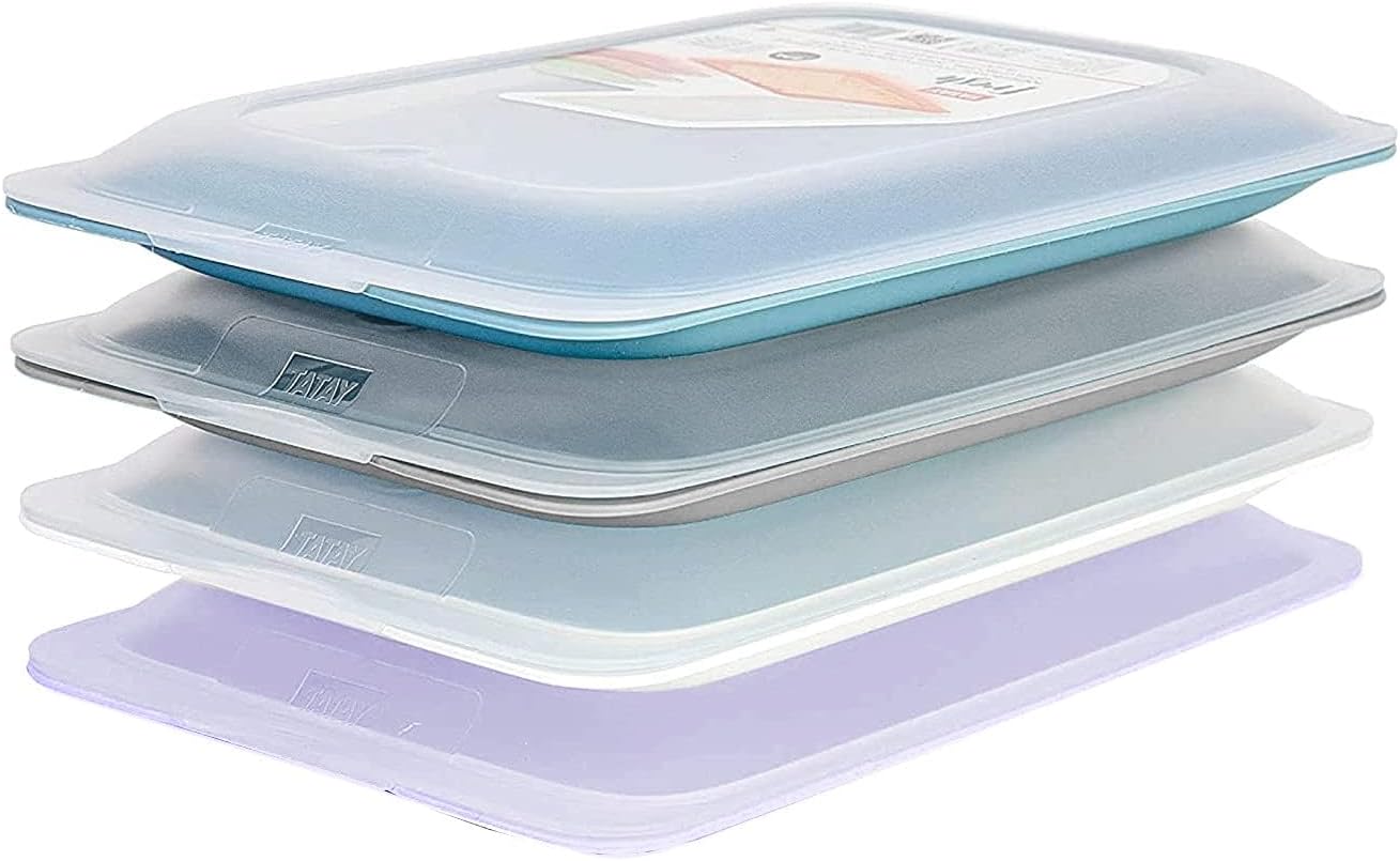 TATAY Cold Meat Containers for Fridge | Set of 4 Standard | Fridge Storage | Removable Lid, Stackable | Microwave, Freezer and Dishwasher Safe | BPA-Free, 17 x 3.2 x 25.2 cm, Pastel Colours - Image 4