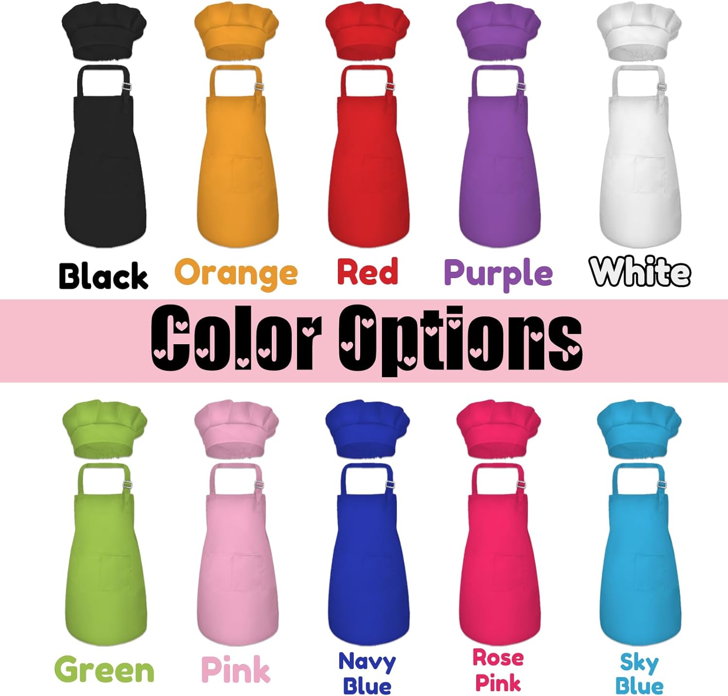 YanNanKe Personalised Aprons for Kids Chef Hat and Apron Custom Name Kids Apron for Cooking Baking Kitchen Painting - Image 2