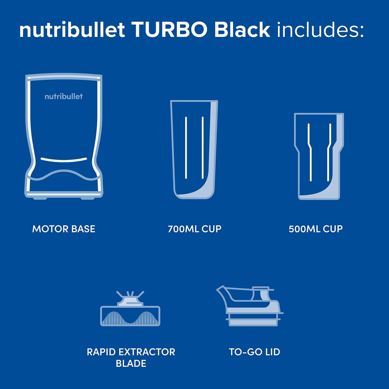 nutribullet Turbo Blender in Graphite - Powerful 1000W Motor Base & Rapid Extractor Blade - Easily Blends Frozen Fruit, Nuts & Ice - With 700ml & 500ml Cup & Lid to Go - For Smoothies & Juices - Image 6