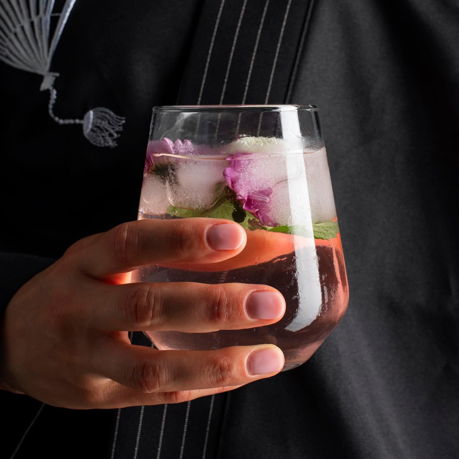 Flow Barware 480ml Stemless Wine Glasses for Red, White, Rose, Gin or Water | Set of 6 No Stem Crystal Tumbler Drinking Glasses - Image 2