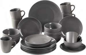simpa 24PC Grey Glazed Ceramic Ston...