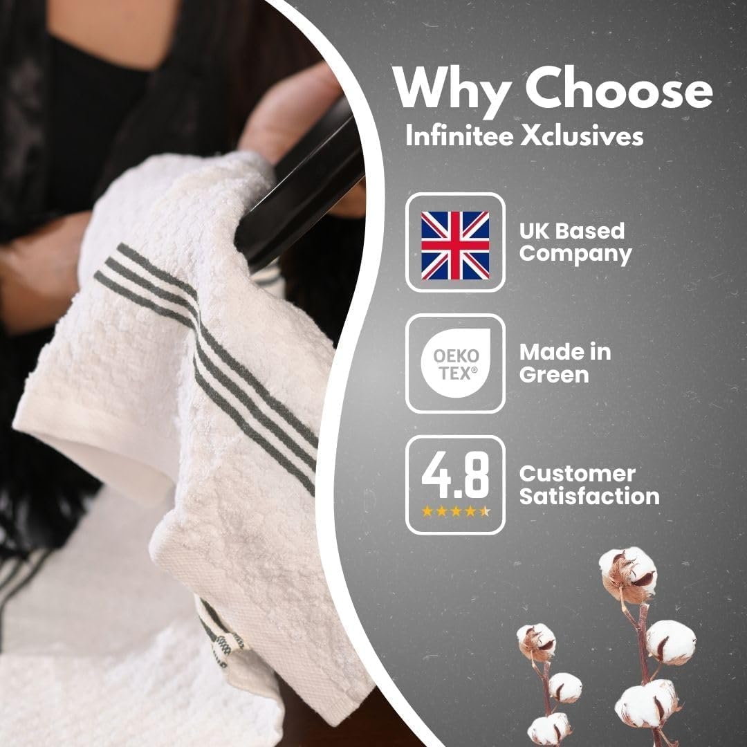 Infinitee Xclusives Premium Terry Tea Towels | Pack of 6 | 100% Cotton | 38 x 64 cm | Ultra Soft & Highly Absorbent | Dish Towels for Kitchen, Bar & Daily Household Cleaning Use | Grey - Image 6