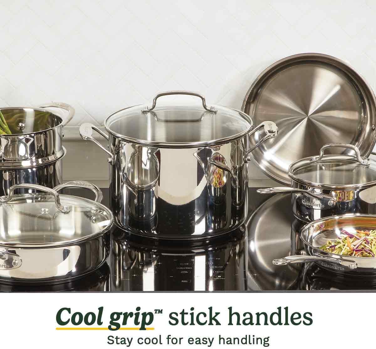 Cuisinart® Chef’s Classic™ Stainless Steel Cookware Set | 11-Piece: Saucepans, Frying Pans, Stockpot, Steamer | Induction-Ready, Aluminium-encapsulated Base | Cool Grip™ Handles - Image 6