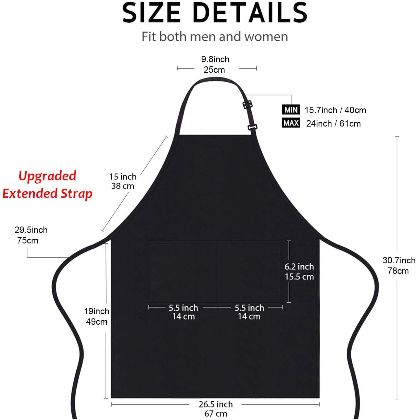 4 Pack Chef Aprons, Black Apron with 2 Pockets, Waterproof Adjustable Apron for Men, Women, Professional Kitchen Apron for Kitchen, Gardening, Restaurant, Barbecue, Coffee - Image 6