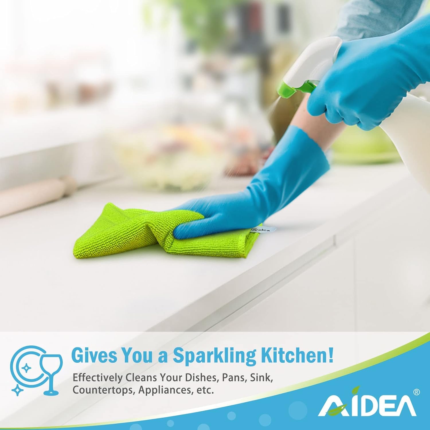 AIDEA Microfibre Cleaning Cloths Pack of 24, Multifunctional Reusable Cleaning Towels, Lint Free Streak Free Washable Cloth Duster for House, Kitchen, Car, Motorbike, Windows 30 x 30 cm - Image 5