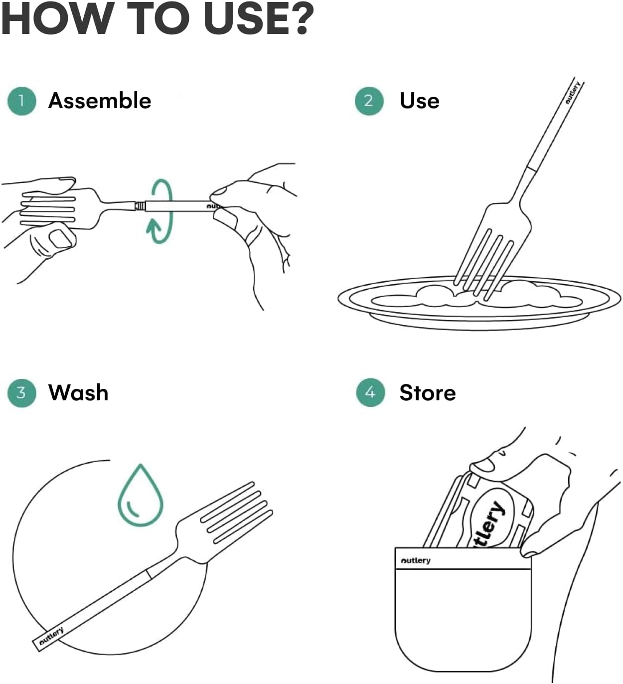 Outlery Full Set Portable and Reusable Stainless Steel Travel Cutlery Set with Reusable Chopsticks in Tin Case - Compact Travel Cutlery Set for Camping, Picnic, Office, and On-The-Go, Raw Silver - Image 4