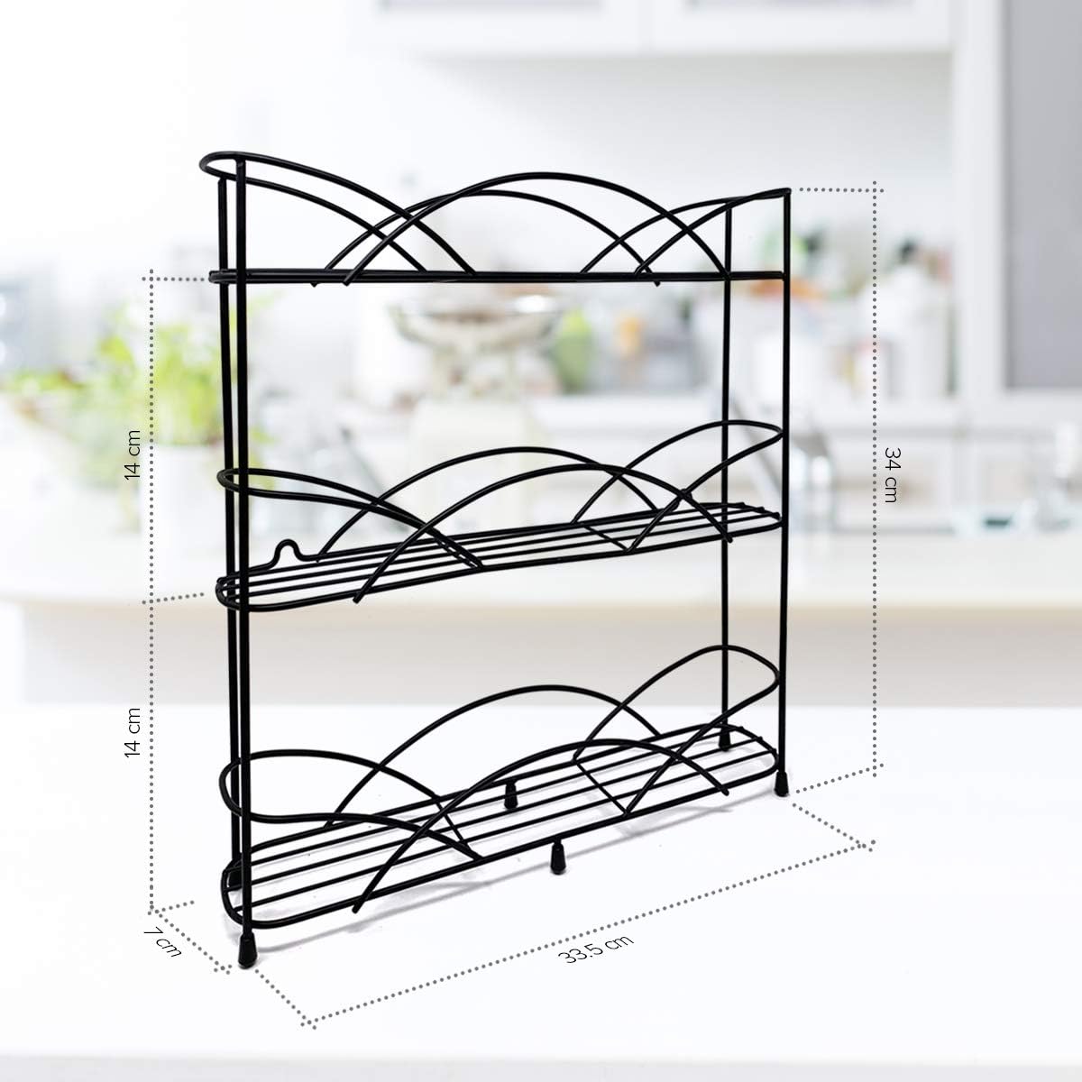 joeji's Kitchen Free Standing Spice Rack Organiser - Perfect Spices & Herbs Storage Holder - Up to 21 Jars Capacity - Suction Cups for Stability - Black - Image 2