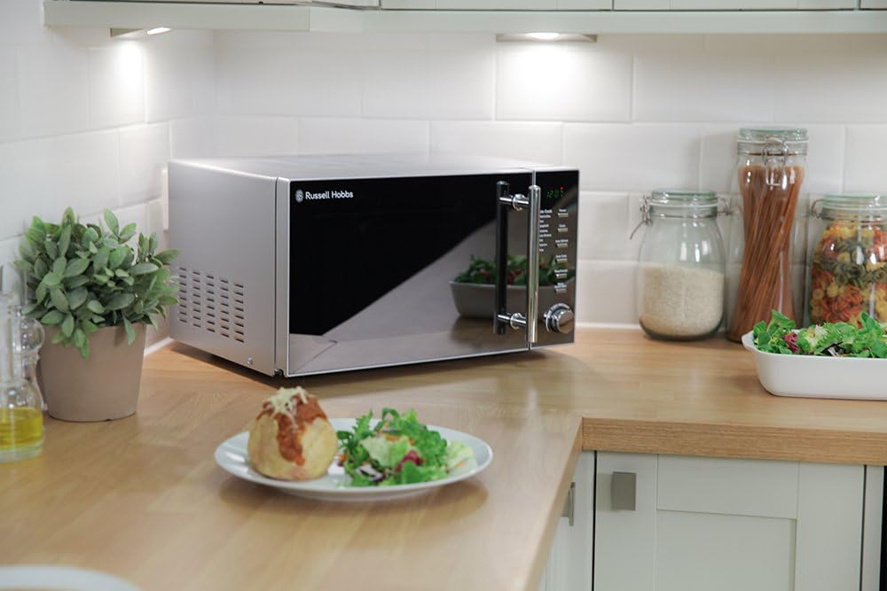 Russell Hobbs RHM2017 20L 800W Silver Digital Microwave, Child Safety Lock, Automatic Defrost, 5 Autocook Menus, Clock and Timer, Easy Clean - Image 2