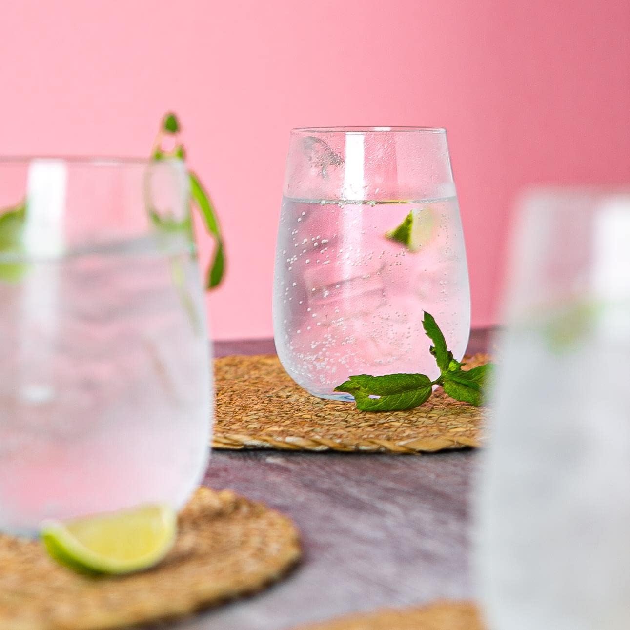 LAV 12x Clear 360ml Gaia Stemless White Wine Glasses - Large Kitchen Water Gin Cocktail Party Glass Tumbler Goblets Set - Image 6