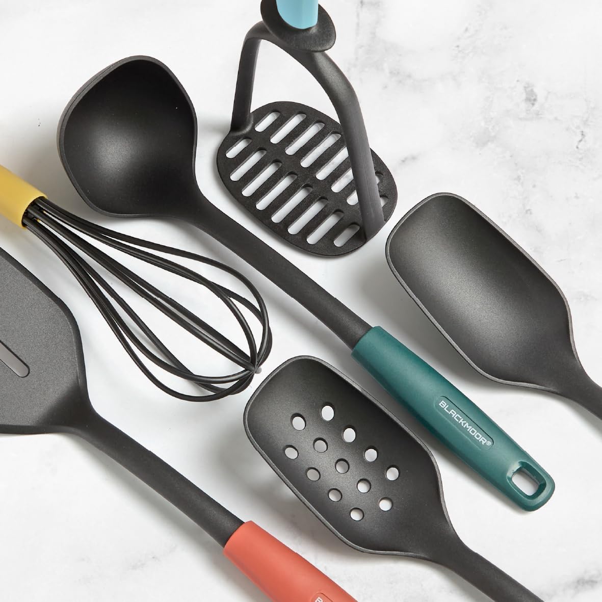 Blackmoor Kitchen Utensil Set 6-Piece with Rotating Stand/Heat-Resistant Nylon/Scratch-Free/Dishwasher Safe/Cooking Tools for All Pan Types 68609 - Image 3
