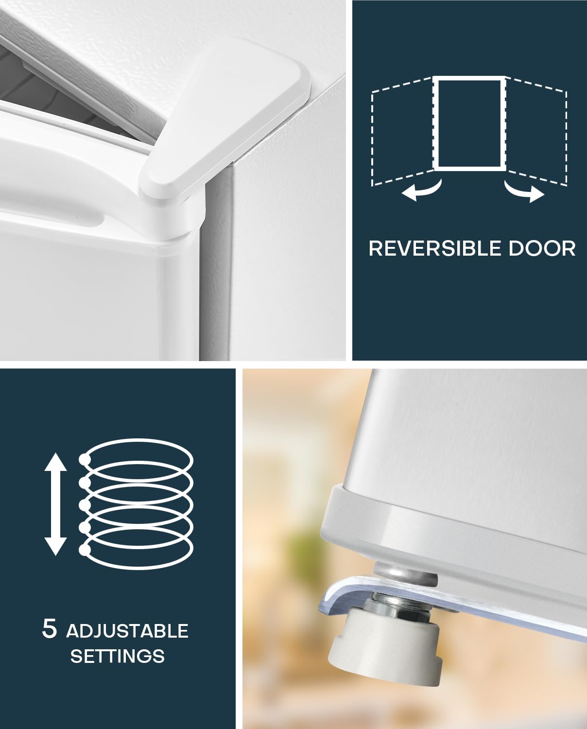 Upstreman Mini Fridge 46L, Table Top Fridge, Adjustable Thermostat, Energy Saving, Low Noise, Single Door Compact Refrigerator for Dorm, Compact Wine&Beers Cooling, White - Image 6