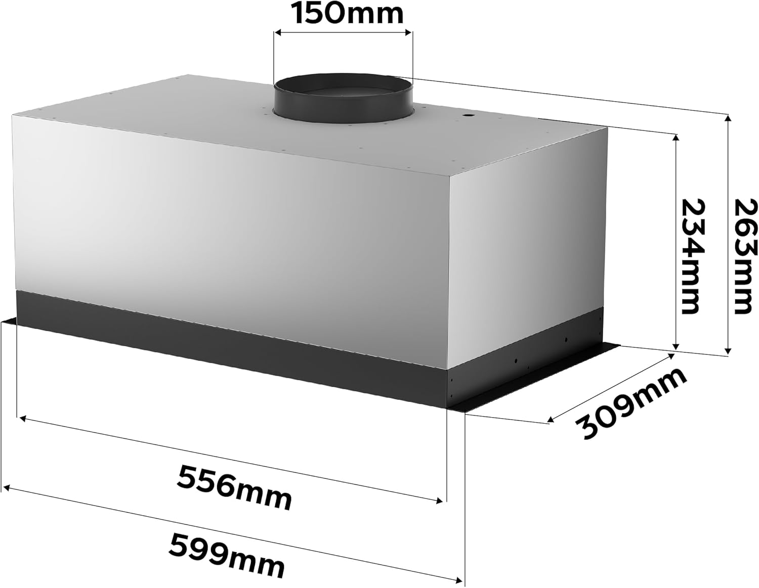 CIARRA CBCB6926A 60cm Integrated Cooker Hood Built-in Kitchen Extractor Fan 3 Speed Settings LED Light UnderCabinet Extractor Hood Energy Efficient & Quiet Operation with CBCF003 Carbon Filters - Image 6