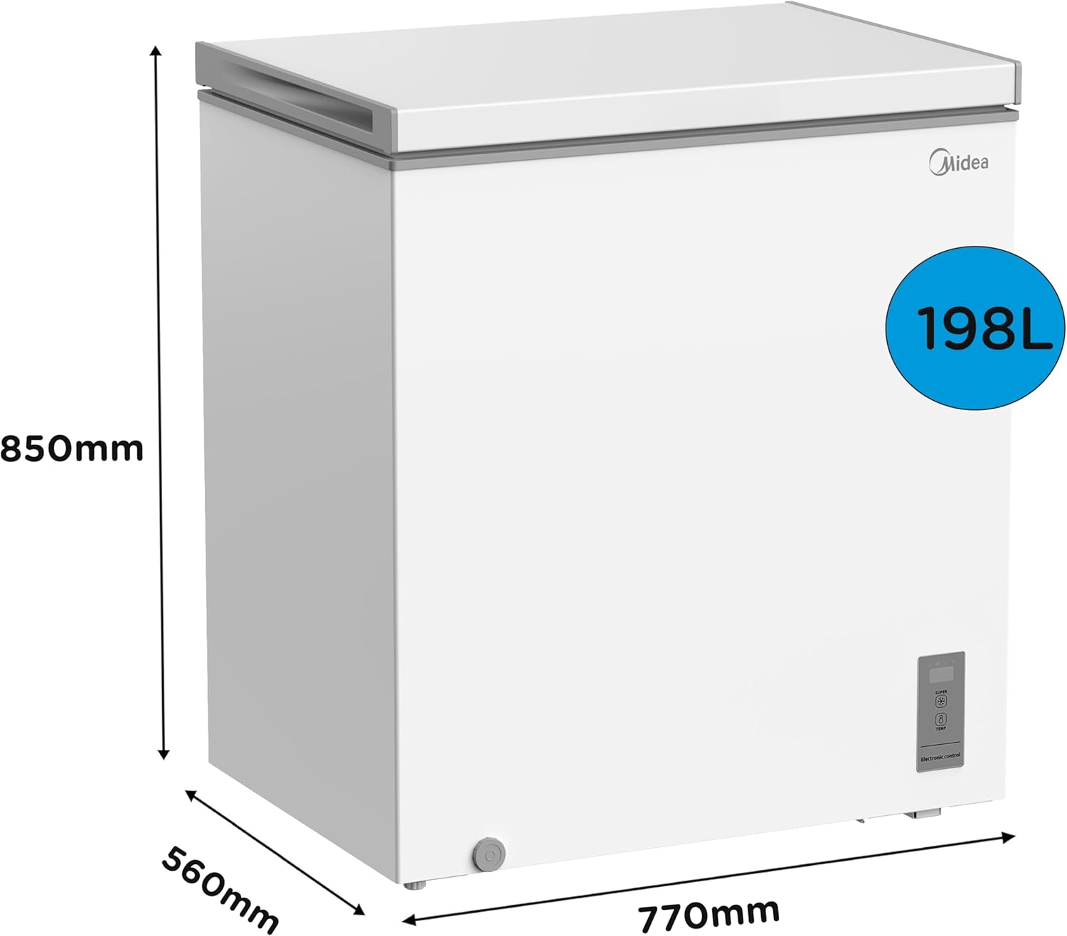 Midea MDRC284FZE01 198L Chest Freezer, Refrigeration and Freezer Conversion, Fast Freeze, Inverter Compressor, 9kg/24h Freezing Capacity, Suitable for Outbuildings/Garages/Sheds, White - Image 2