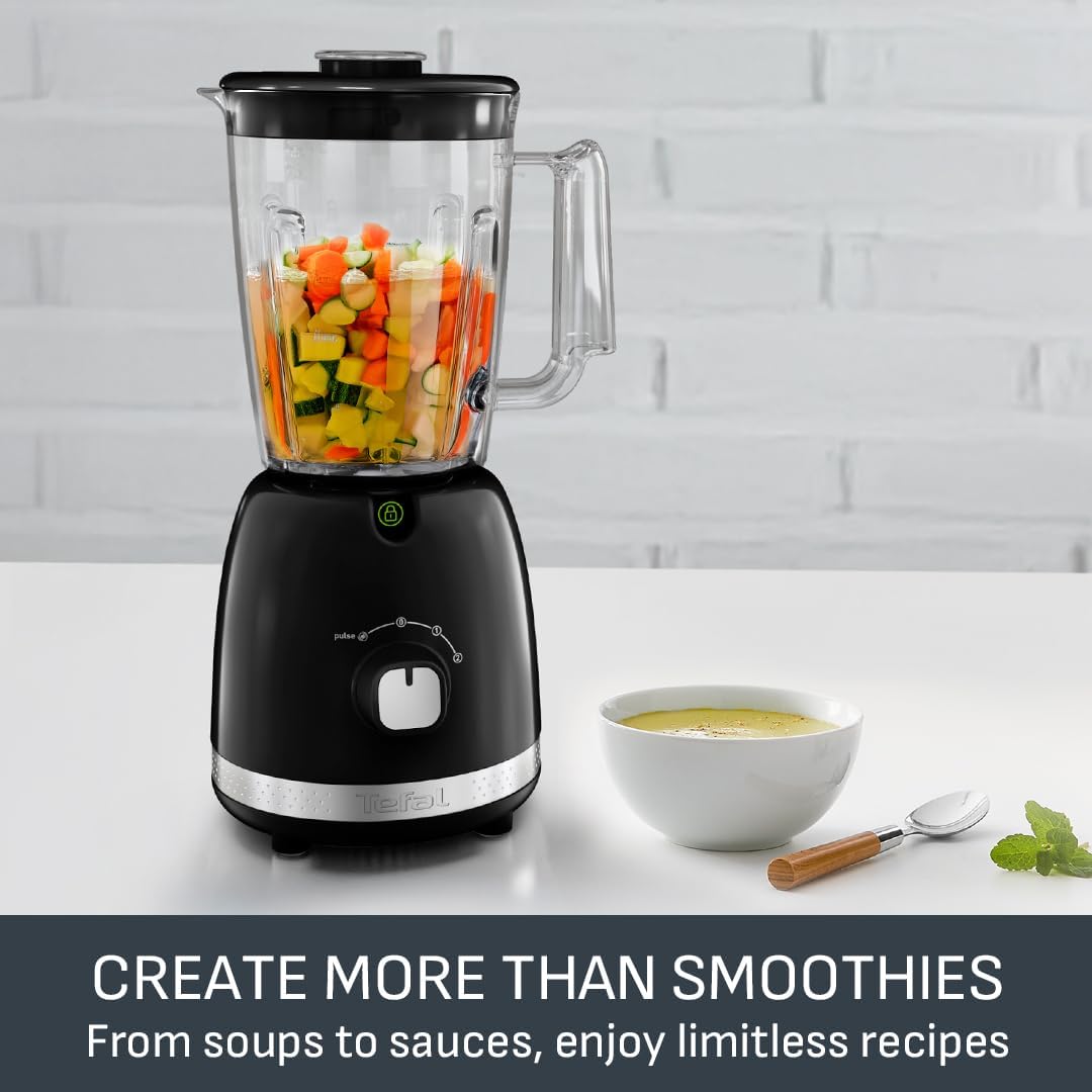 Tefal Black Collection Blender, 2L Jug, 2 Speeds, Pulse Mode, Kitchen Blender, 6 Stainless Steel Removable Blades, Smoothies, Milkshakes, protein Shakes, Cocktails, Ice Crush, Soups, 500W BL3558G0 - Image 7