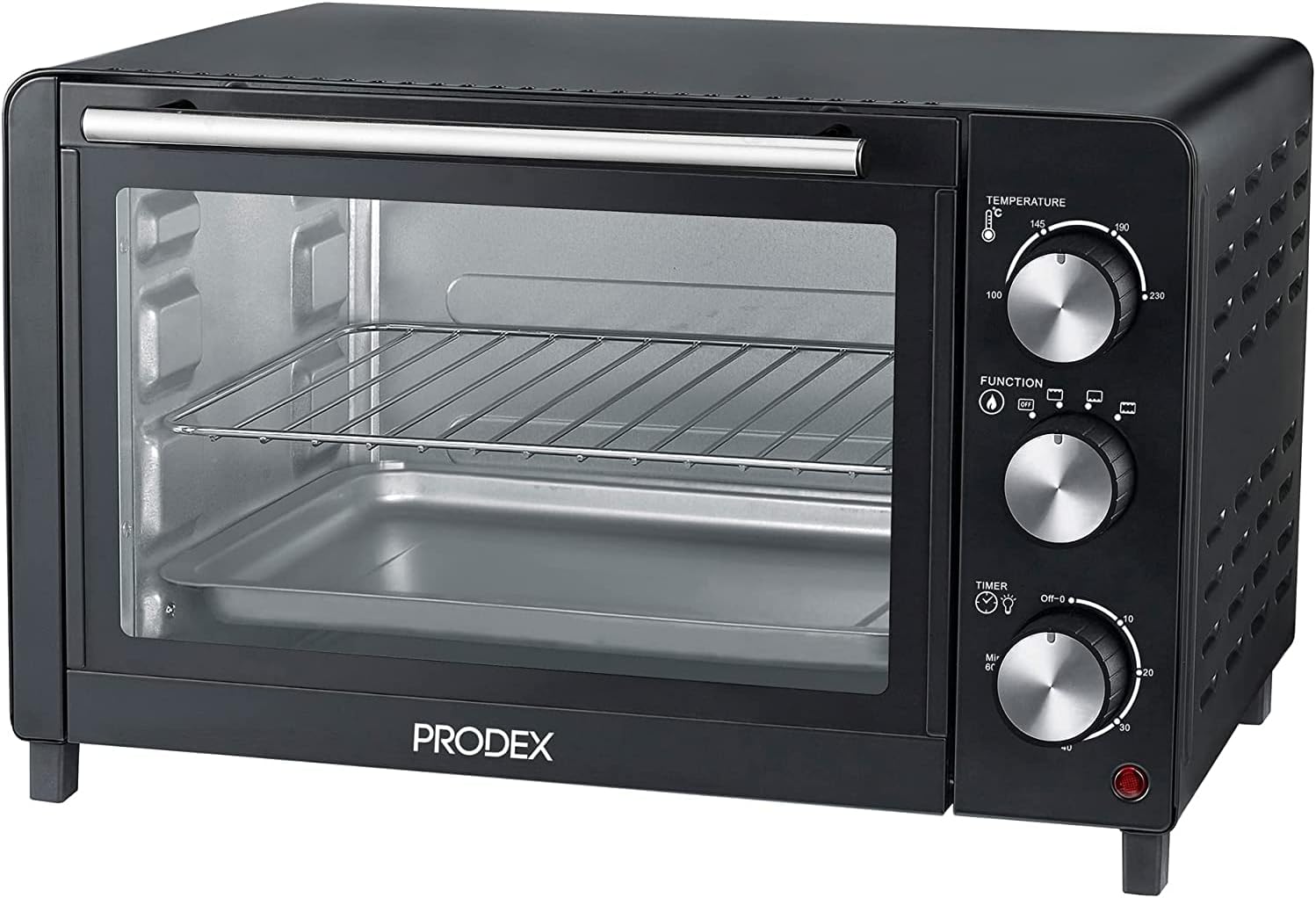 Prodex PX7023B 23 Litre Tabletop Mini Oven, 1500W Electric Cooker & Grill, Ideal for Roasting, Baking, Grilling & Reheating, Temperature Range: 100-230°C, Black - Image 2